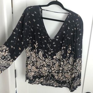 Billabong blouse top M black/tan/white
